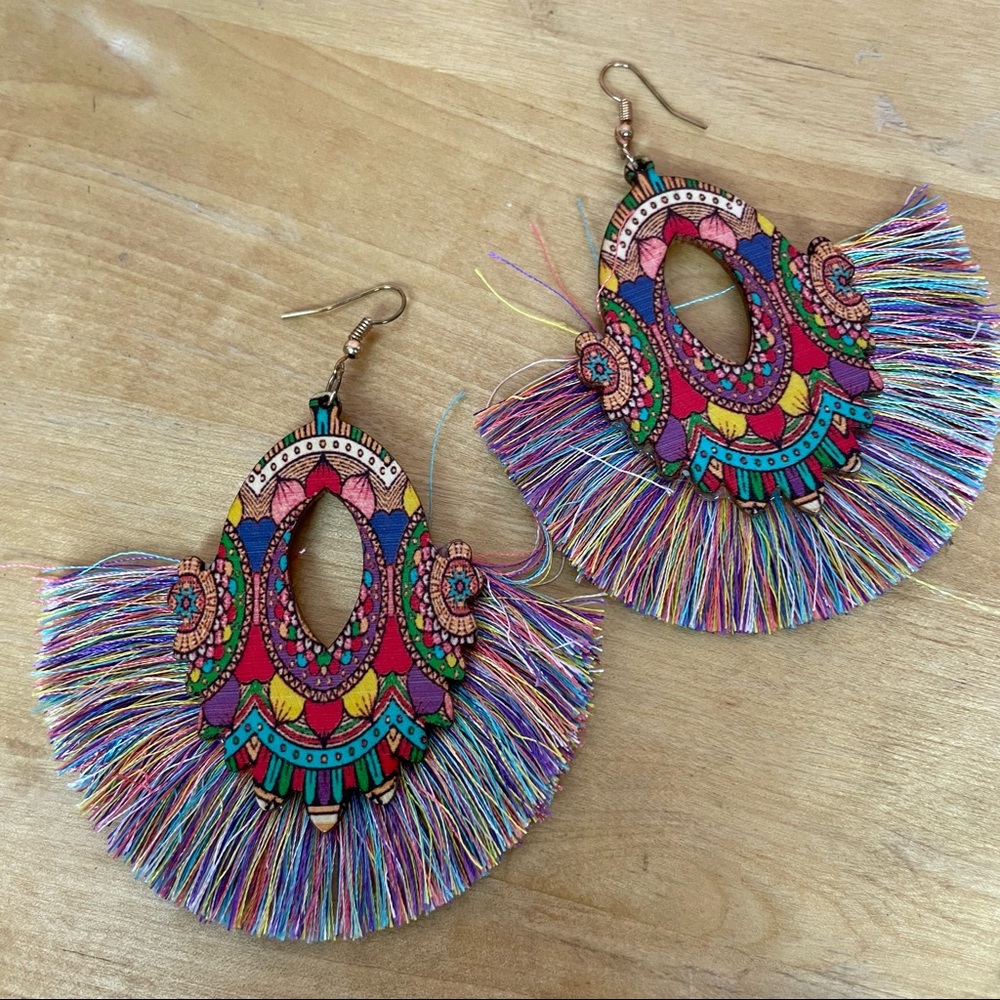 Set Of Two Boho Multi-Color Earrings (Two Pieces) - image 3